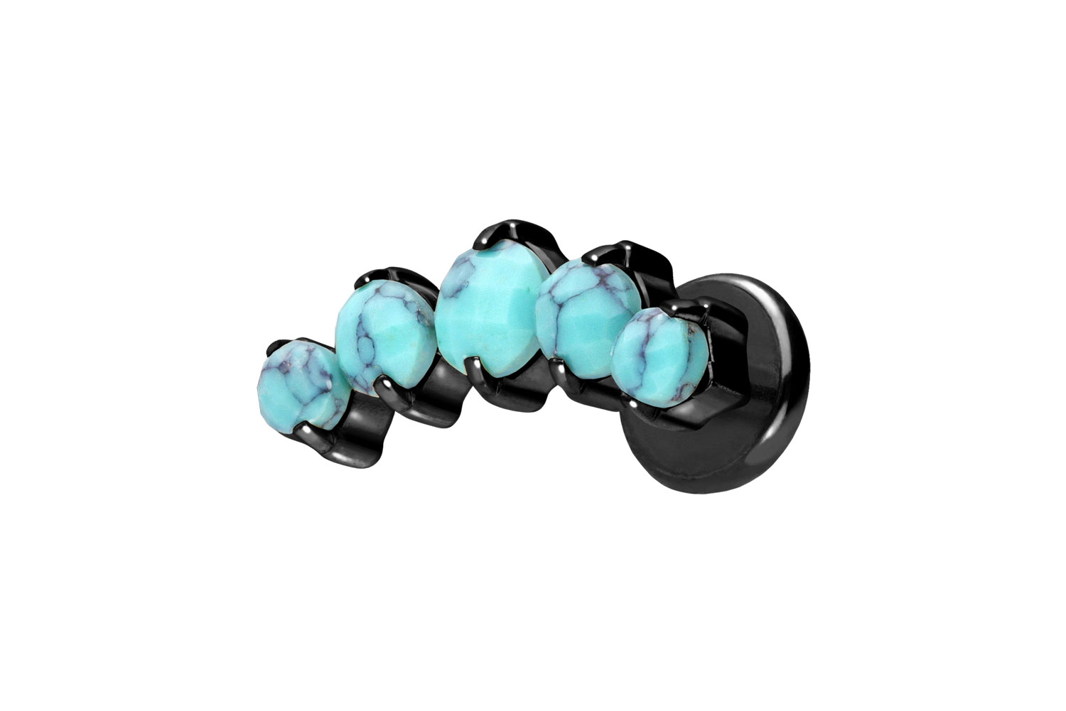 Titan Labret Piercing mit Push Fit 5 SYNTHETISCHE TÜRKISE